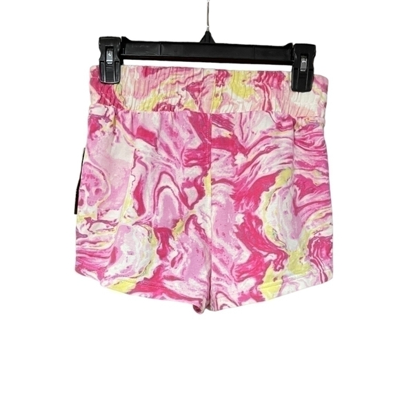💕Nwt Womens No Boundaries Pink Abstract KNIT SHORTS Elastic Waist Small 3-5 - Picture 7 of 12